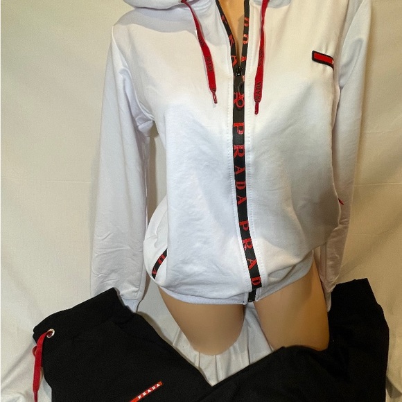 NEW PRADA ZIP HOODIE SWEATSHIRT JACKET & PANTS TRACK SET 2PC SET - Picture 4 of 8